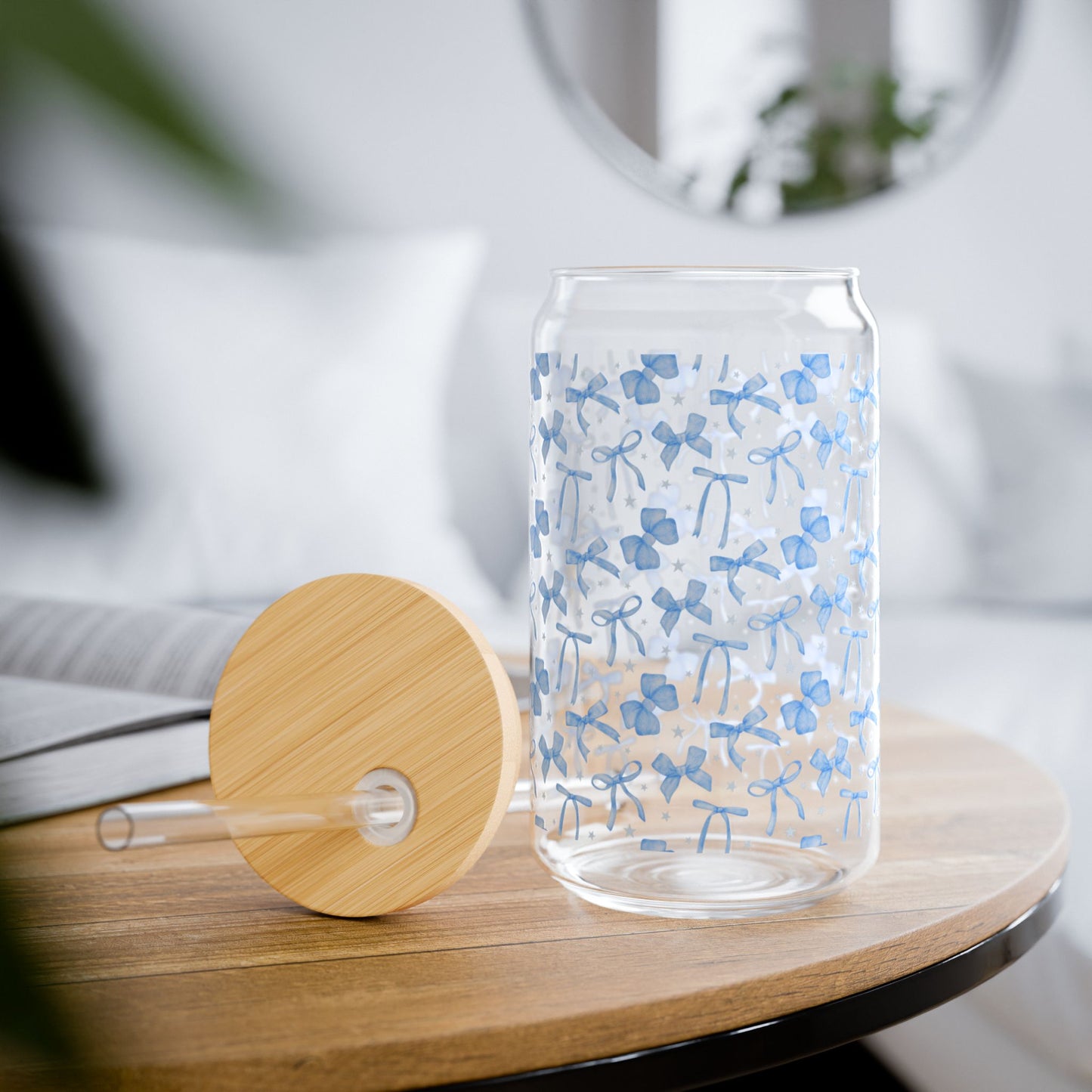 Bleu Bow Sipper Glass